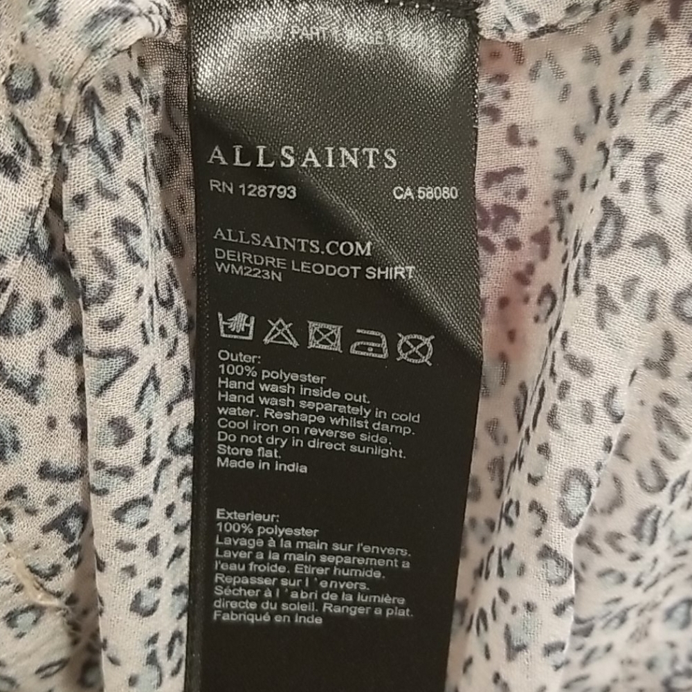 💕ALLSAINTS💕 Deirdre LeoDot Shirt ~ Pale Pink Large NWT - Picture 15 of 15